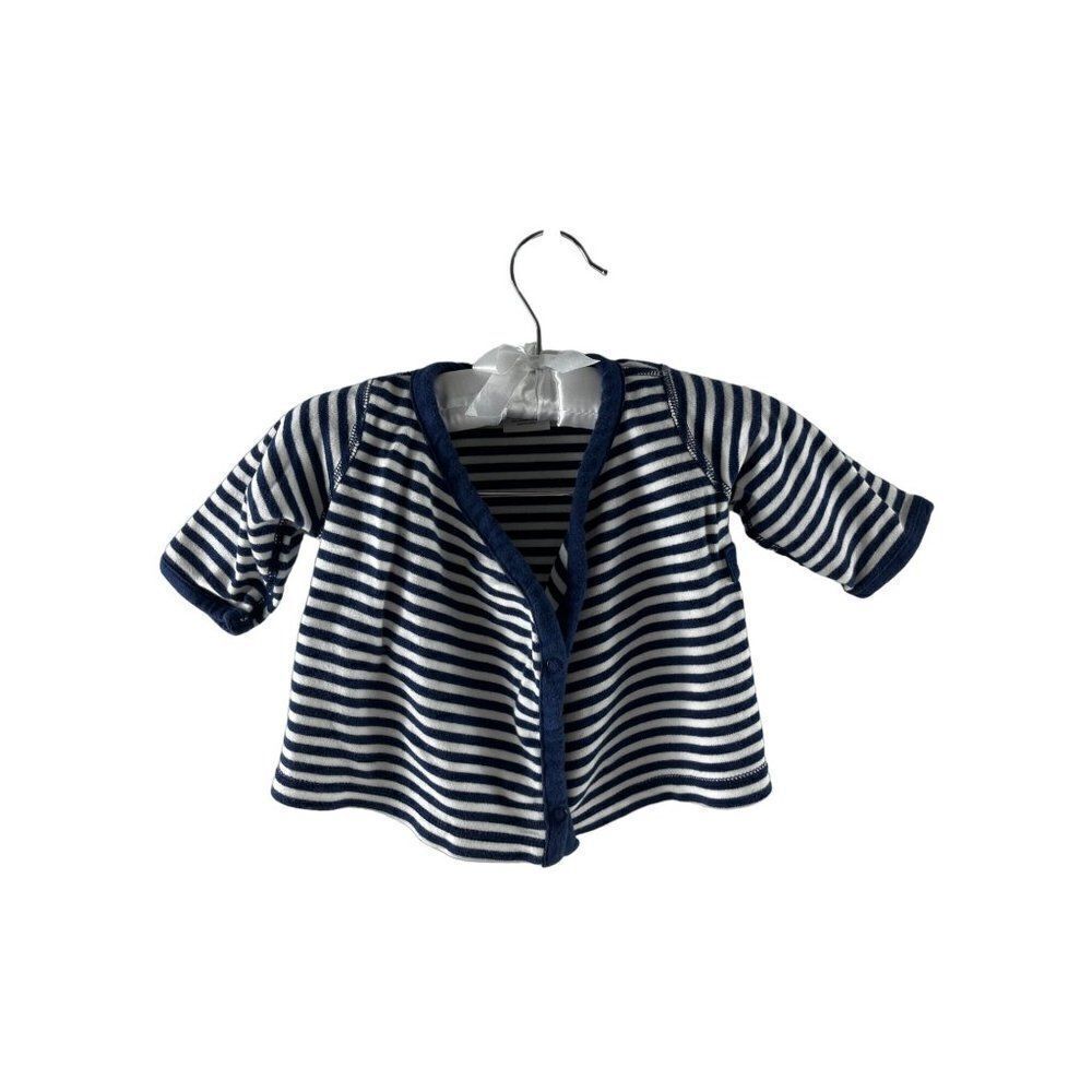 Hanna Andersson Striped Long Sleeve Button Front Shirt Boys 0-3 Months 50 cm